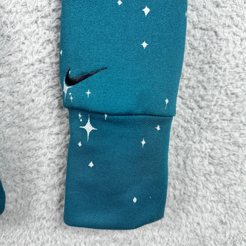 Nike Dri-Fit‎ Get Fit Star Print Hoodie Womens Medium Teal Sweatshirt CJ0008-347
